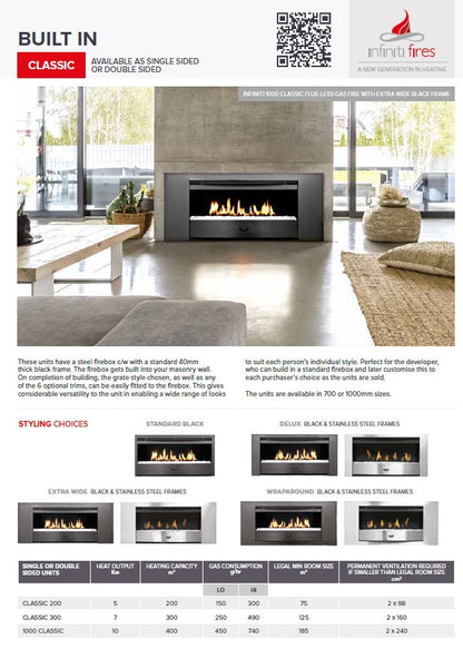 Infiniti Classic Built-In Vent Free Gas Fireplaces