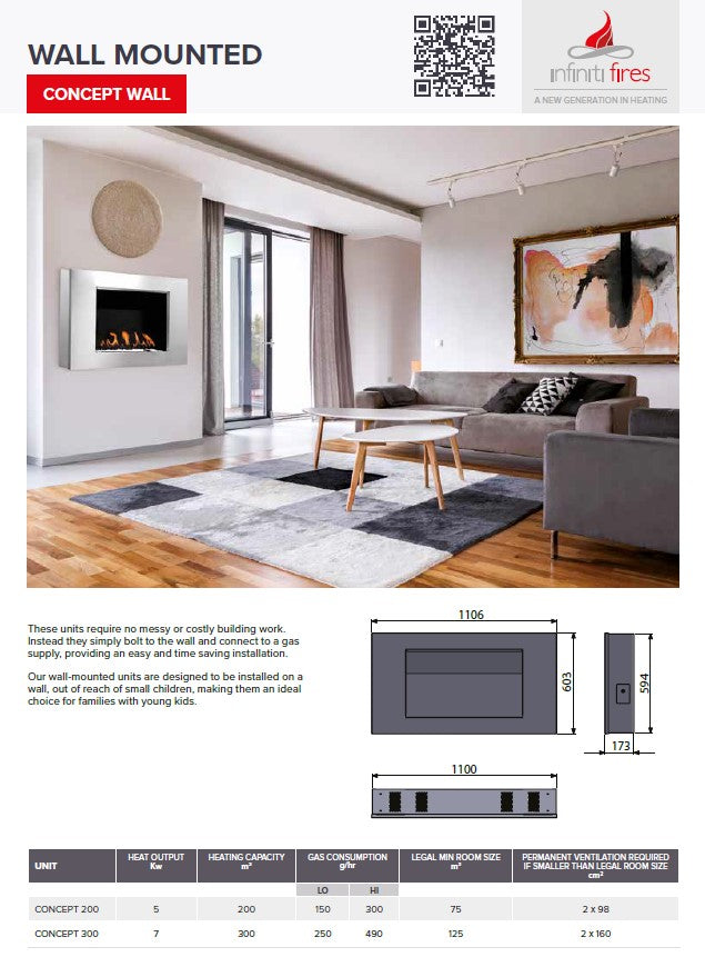 Infiniti Wall Mounted Concept Fireplaces